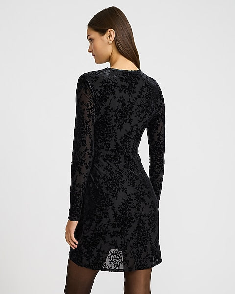 Sophie Velvet Burnout Tie Wrap Mini Dress