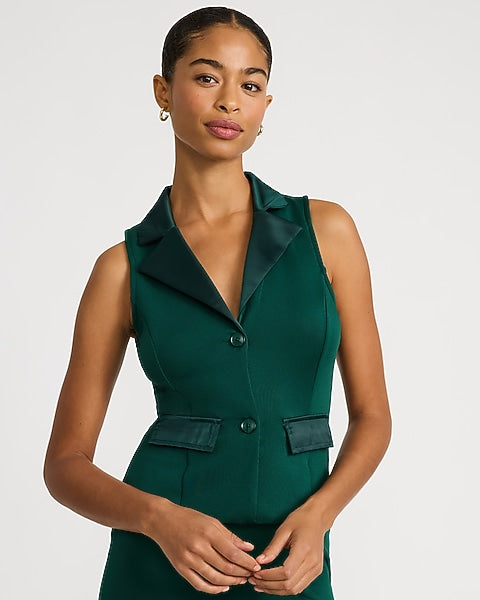 Sleeveless Button Front Maxi Blazer Dress