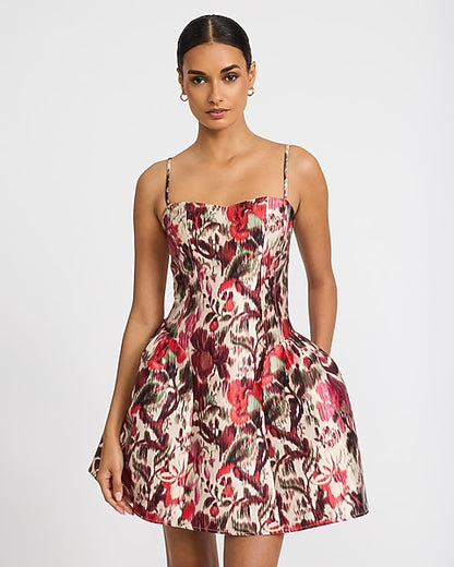 Harlow Satin Drop Waist Mini Dress with Pockets