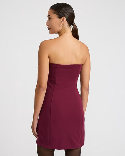 Crepe Strapless Sweetheart Bow Mini Sheath Dress