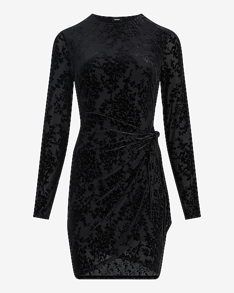 Sophie Velvet Burnout Tie Wrap Mini Dress