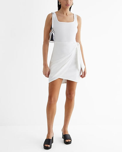 Sophie Crepe Tie Wrap Mini Dress
