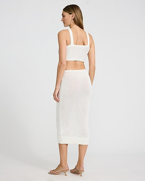 Halter Cutout Knot Front Midi Sweater Dress