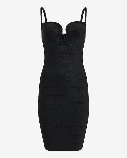Express x bebe | Shine Sweetheart U-Bar Bandage Mini Dress