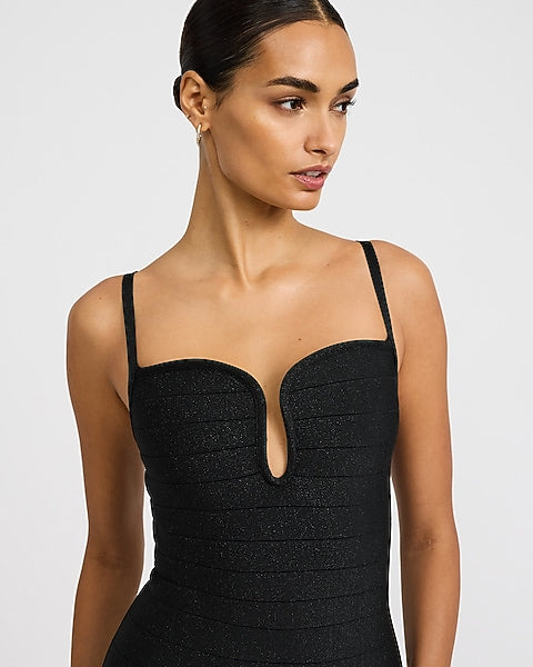 Express x bebe | Shine Sweetheart U-Bar Bandage Mini Dress