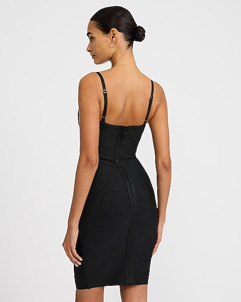 Express x bebe | Shine Sweetheart U-Bar Bandage Mini Dress