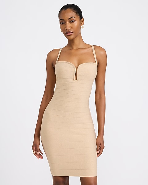 Express x bebe | Shine Sweetheart U-Bar Bandage Mini Dress