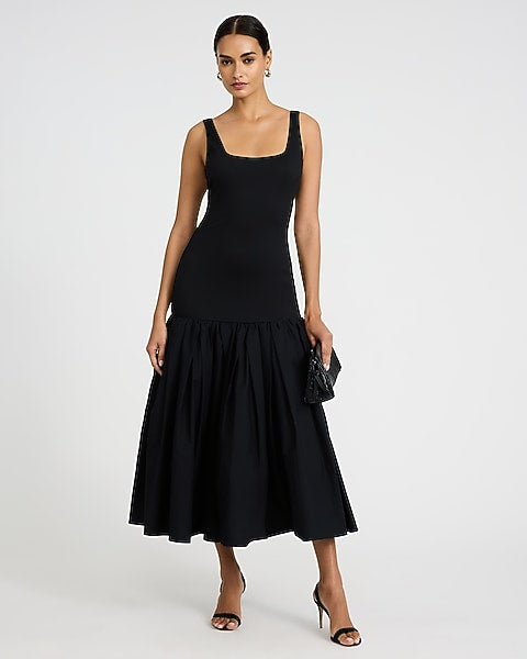 Delilah Mixed Media Drop Waist Maxi Dress