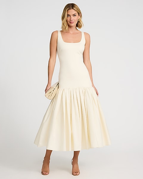 Delilah Mixed Media Drop Waist Maxi Dress