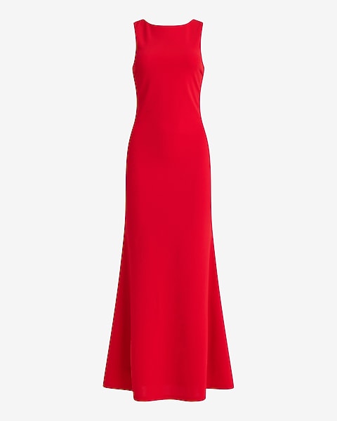 Boat Neck Sleeveless Twist Back Maxi Dress